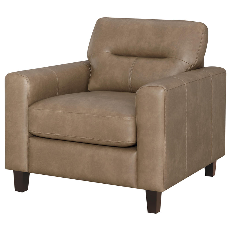 Scotland Faux Leather Upholstered Track Arm Chair