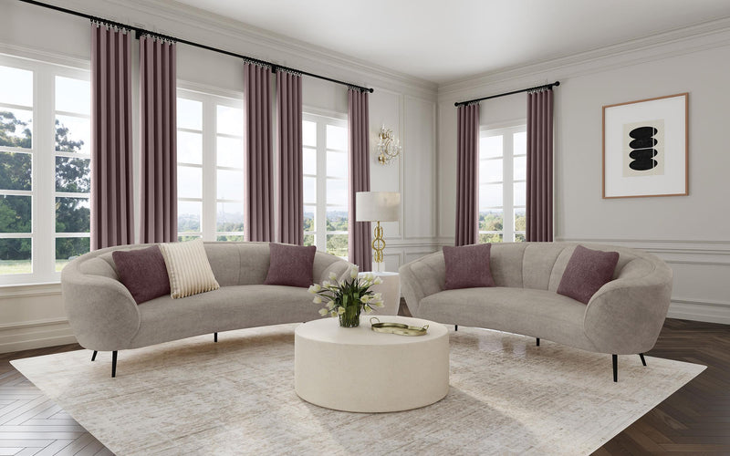 Ellorie 2-piece Upholstered Curved Sofa Set