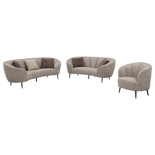 Ellorie 3-piece Upholstered Curved Sofa Set Beige - alternate view