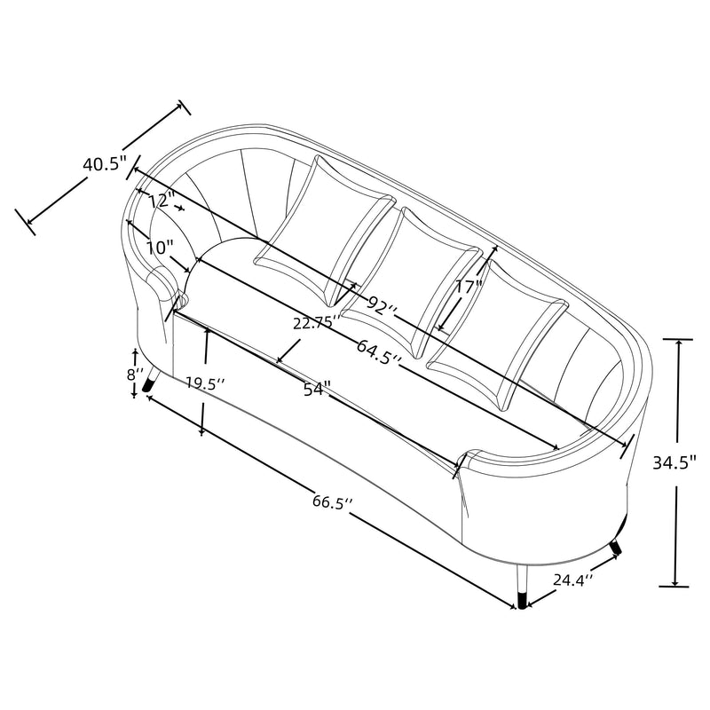 Ellorie Upholstered Channel Back Curved Sofa