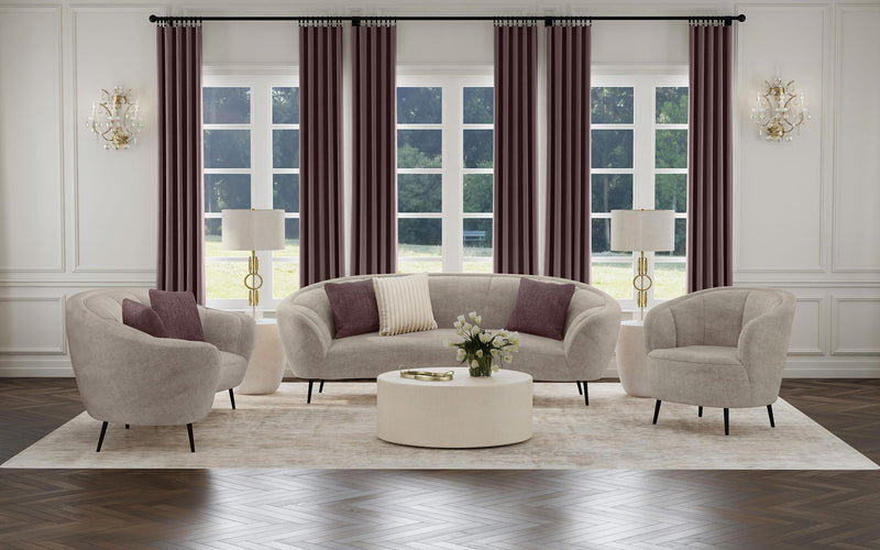 Ellorie Upholstered Channel Back Curved Loveseat