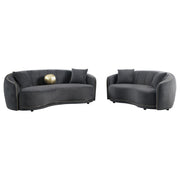 Brookside 2-piece Velvet Upholstered Sofa Set Dark Grey - alternate view