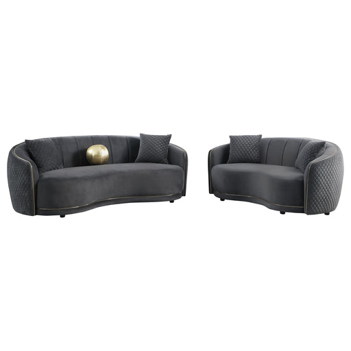 Brookside 2-piece Velvet Upholstered Sofa Set Dark Grey - alternate view