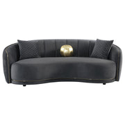 Brookside Velvet Upholstered Curved Sofa Dark Grey - detail 3