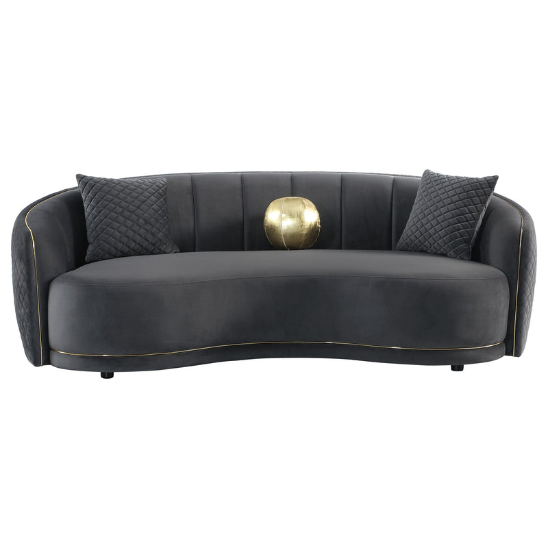 Brookside Velvet Upholstered Curved Sofa Dark Grey - detail 3