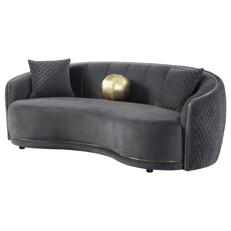 Brookside Velvet Upholstered Curved Sofa Dark Grey - detail 4