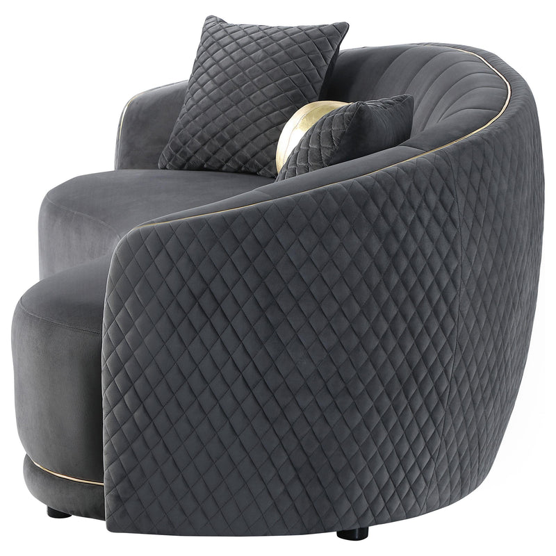 Brookside Velvet Upholstered Curved Sofa Dark Grey - detail 5
