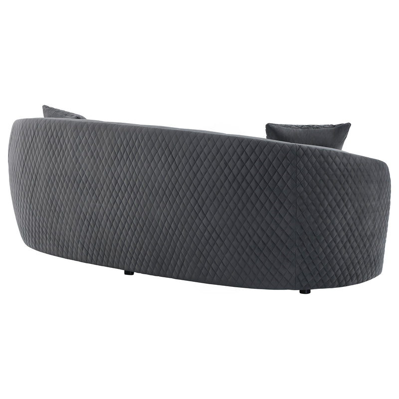 Brookside Velvet Upholstered Curved Sofa Dark Grey - detail 7