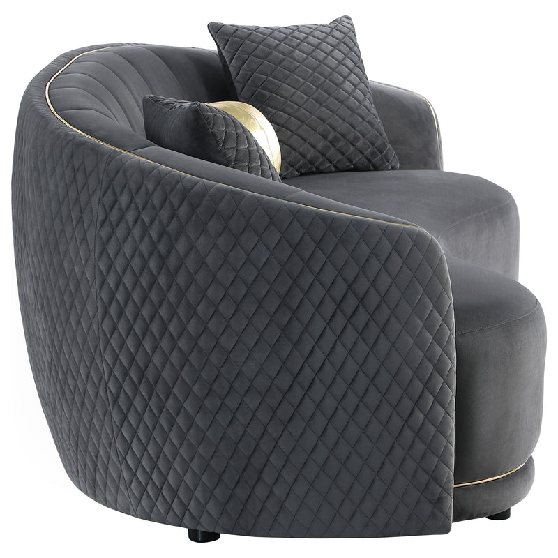 Brookside Velvet Upholstered Curved Sofa Dark Grey - detail 8