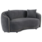 Brookside Velvet Upholstered Curved Loveseat Dark Grey - alternate view