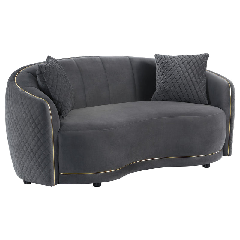 Brookside Velvet Upholstered Curved Loveseat Dark Grey - alternate view