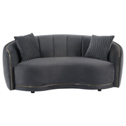 Brookside Velvet Upholstered Curved Loveseat Dark Grey - detail 3