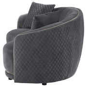 Brookside Velvet Upholstered Curved Loveseat Dark Grey - detail 5