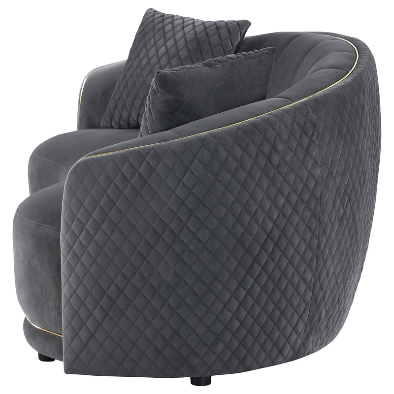 Brookside Velvet Upholstered Curved Loveseat Dark Grey - detail 5