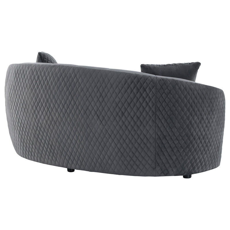 Brookside Velvet Upholstered Curved Loveseat Dark Grey - detail 7