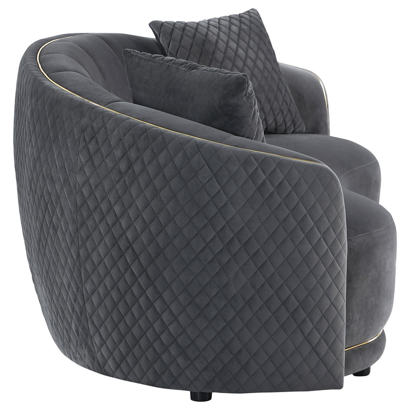 Brookside Velvet Upholstered Curved Loveseat Dark Grey - detail 8