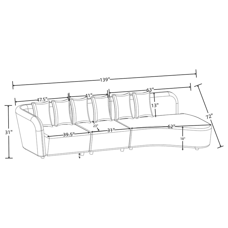 Fayette 3-piece Upholstered Sectional Sofa