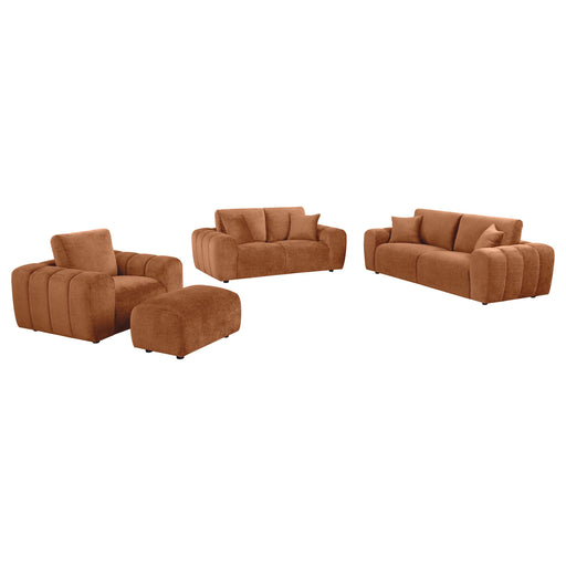 Burnett 4-piece Chenille Upholstered Sofa Set Burnt Orange - alternate view
