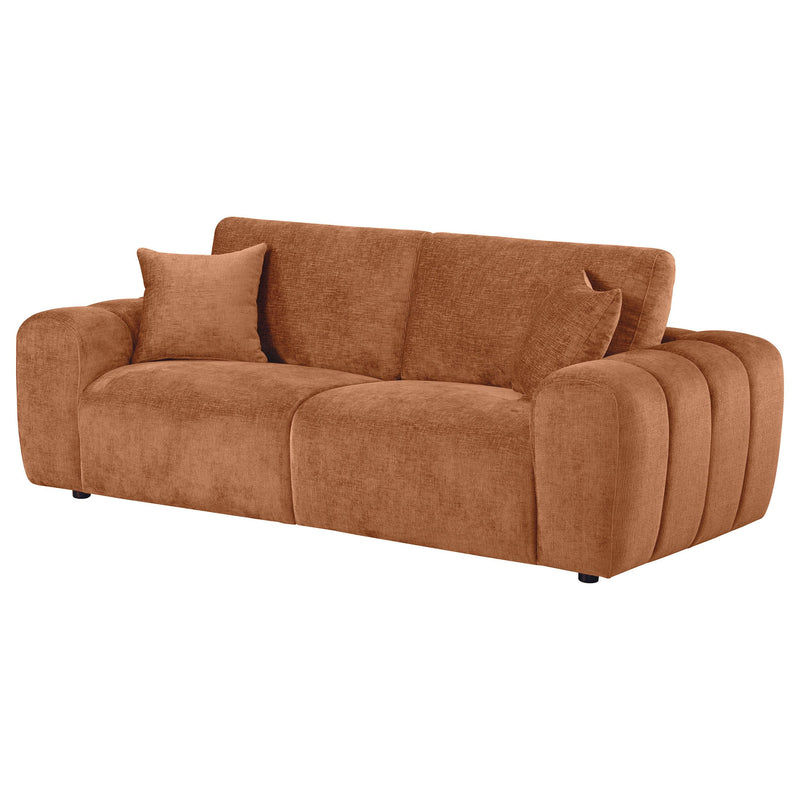 Burnett Chenille Upholstered Wide Arm Sofa Burnt Orange - detail 4