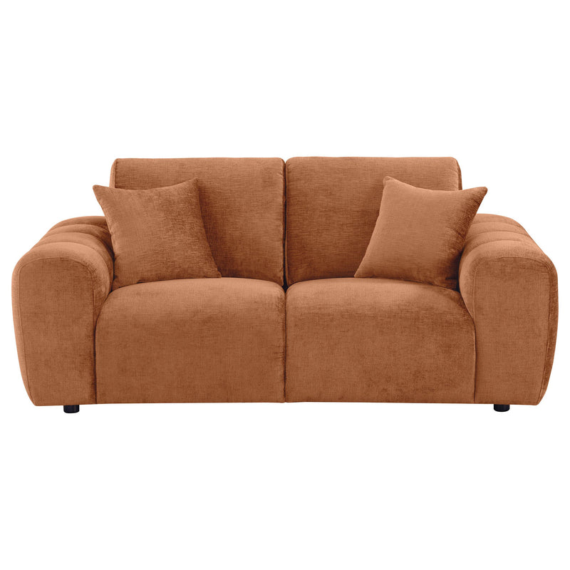 Burnett Chenille Upholstered Wide Arm Loveseat Burnt Orange - detail 3