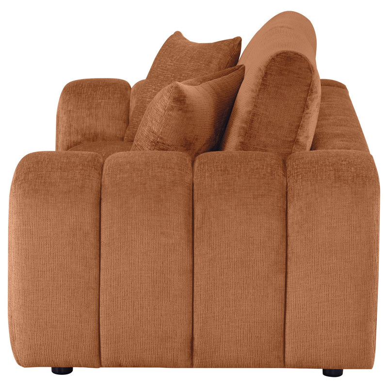 Burnett Chenille Upholstered Wide Arm Loveseat Burnt Orange - detail 5