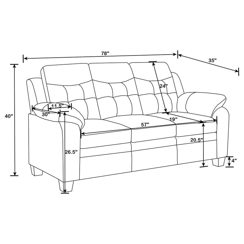 Finley 2-piece Upholstered Padded Arm Tufted Sofa Set