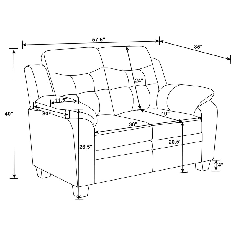 Finley 2-piece Upholstered Padded Arm Tufted Sofa Set