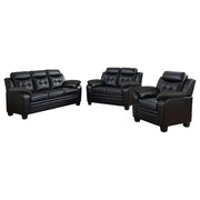 Finley 3-piece Upholstered Padded Arm Tufted Sofa Set Black - alternate view