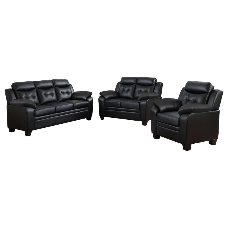 Finley 3-piece Upholstered Padded Arm Tufted Sofa Set Black - alternate view