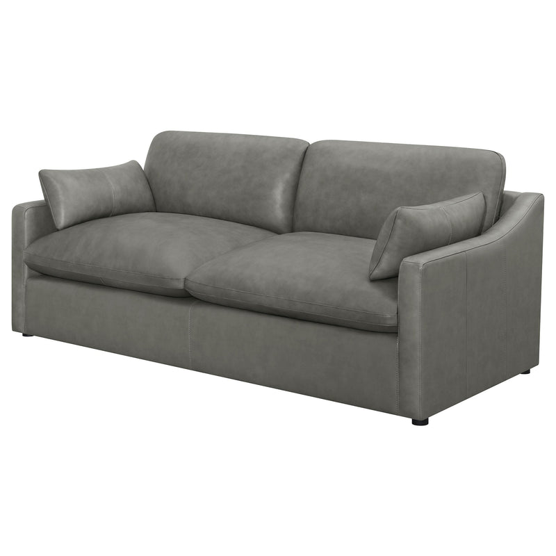 Grayson Leather Upholstered Sloped Arm Sofa