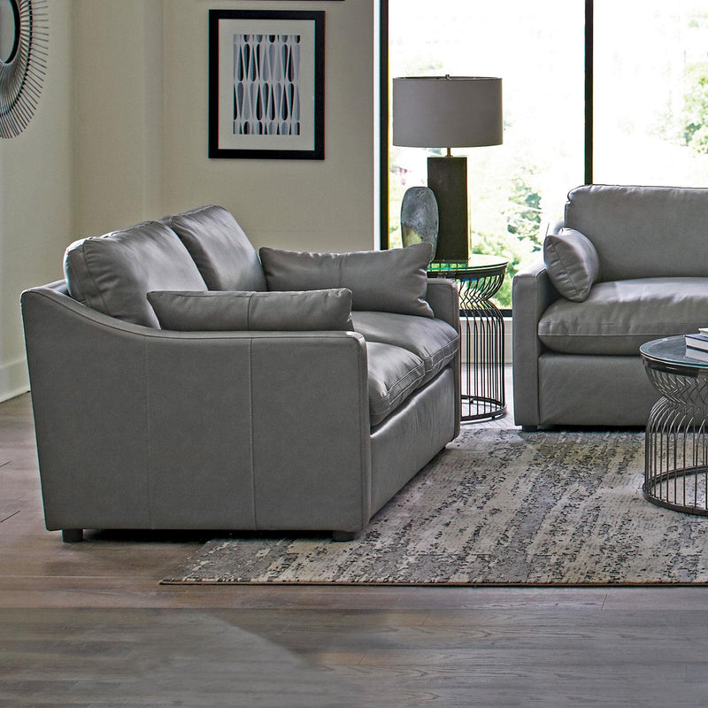 Grayson Leather Upholstered Sloped Arm Loveseat