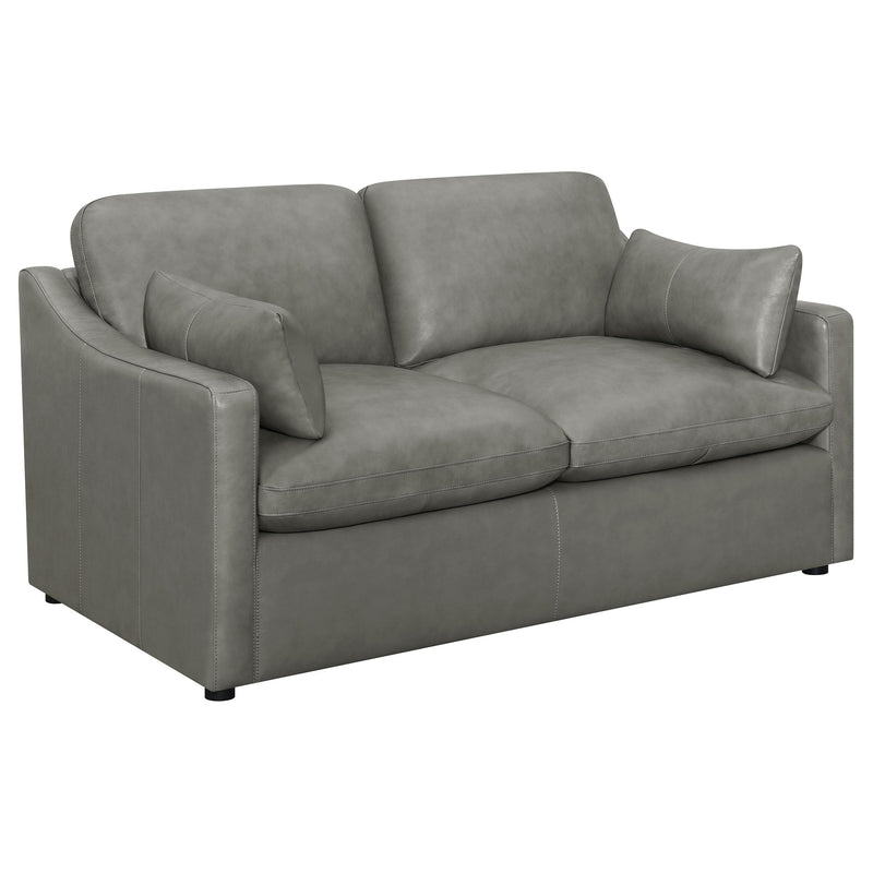 Grayson Leather Upholstered Sloped Arm Loveseat