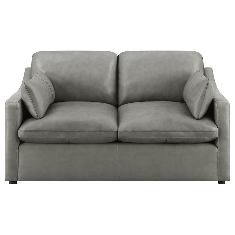 Grayson Leather Upholstered Sloped Arm Loveseat