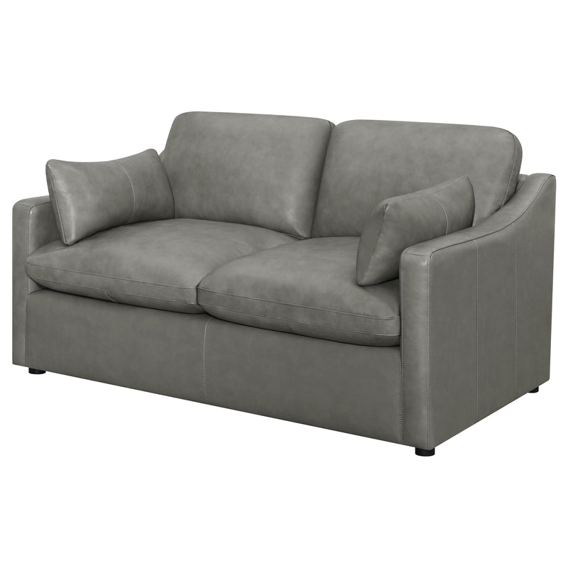 Grayson Leather Upholstered Sloped Arm Loveseat
