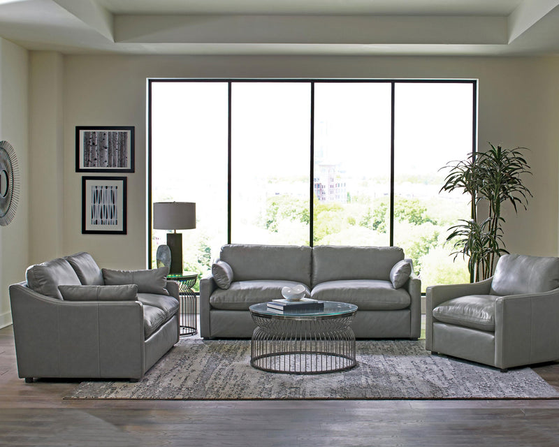 Grayson Leather Upholstered Sloped Arm Loveseat