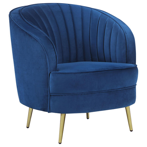 Sophia Upholstered Channel Tufted Barrel Accent Chair Blue - alternate view