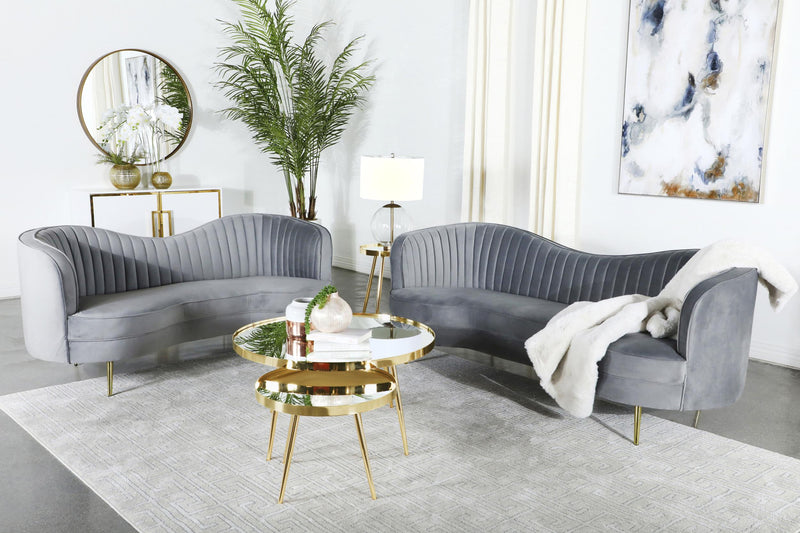 Sophia 2-piece Upholstered Channel Tufted Sofa Set