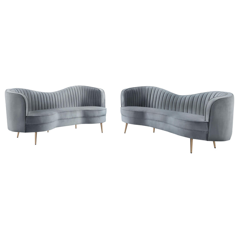 Sophia 2-piece Upholstered Channel Tufted Sofa Set