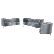 Sophia 3-piece Upholstered Channel Tufted Sofa Set Grey - alternate view