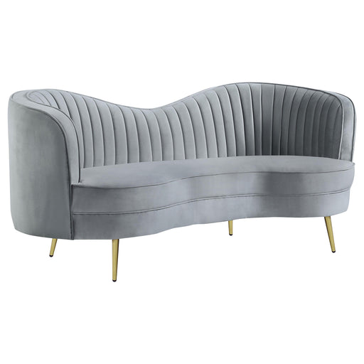 Sophia Upholstered Channel Tufted Loveseat Grey - alternate view