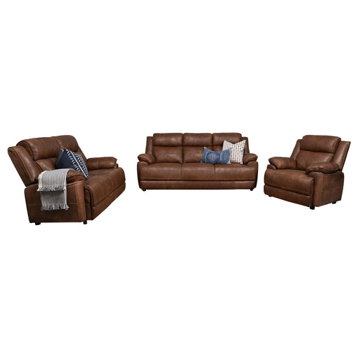 Ellington 3-piece Upholstered Padded Arm Sofa Set Dark Brown - alternate view