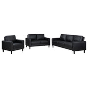 Ruth 3-piece Upholstered Track Arm Sofa Set Black - alternate view