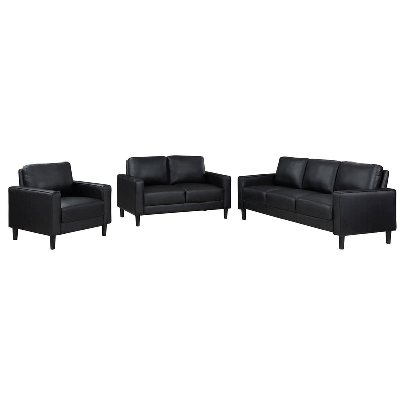 Ruth 3-piece Upholstered Track Arm Sofa Set Black - alternate view