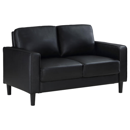 Ruth Upholstered Track Arm Loveseat Black - alternate view