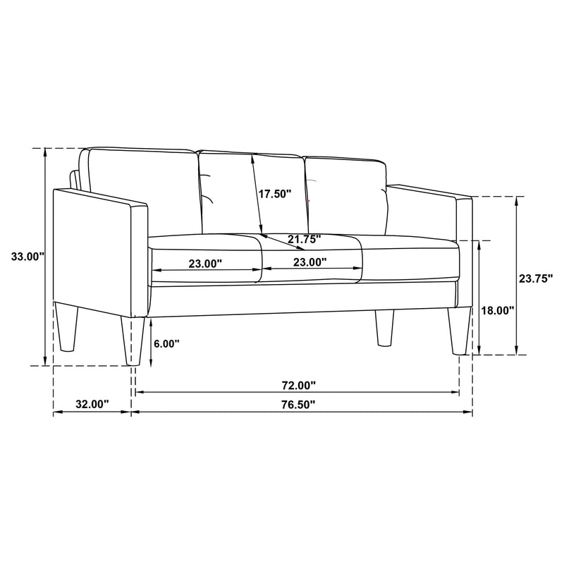 Ruth 3-piece Upholstered Track Arm Sofa Set