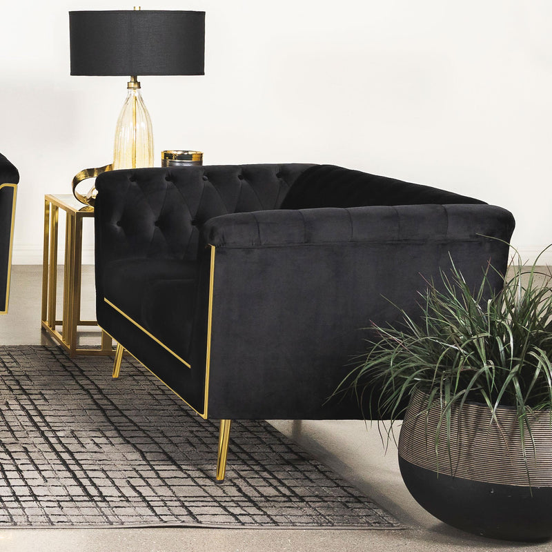 Holly Upholstered Tuxedo Arm Tufted Loveseat