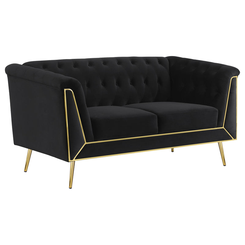 Holly Upholstered Tuxedo Arm Tufted Loveseat