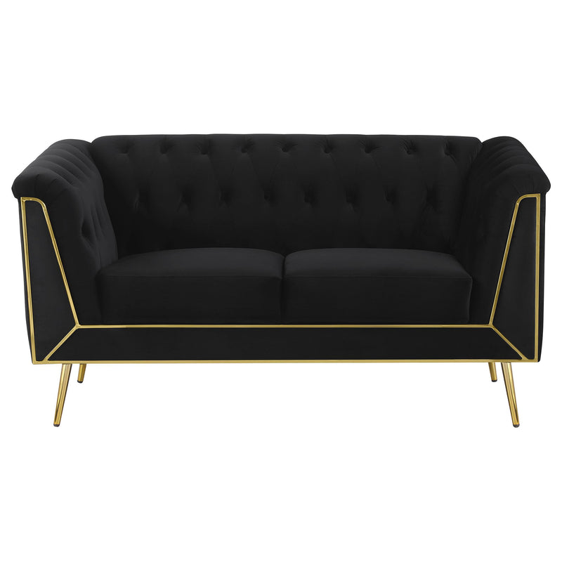 Holly Upholstered Tuxedo Arm Tufted Loveseat