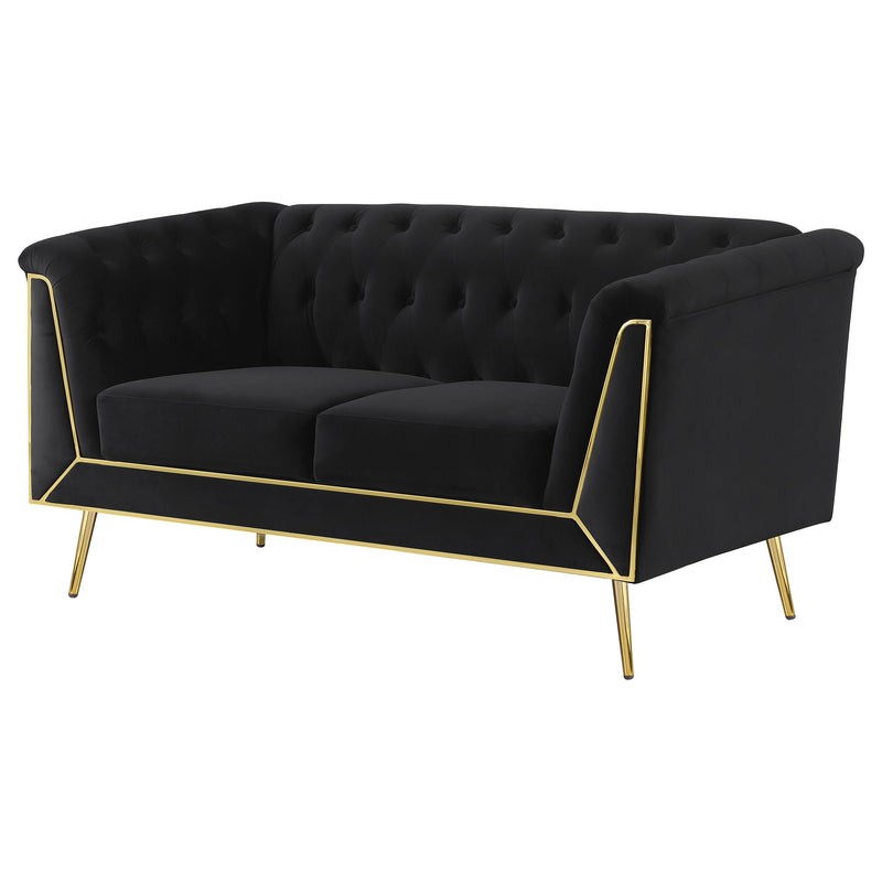 Holly Upholstered Tuxedo Arm Tufted Loveseat