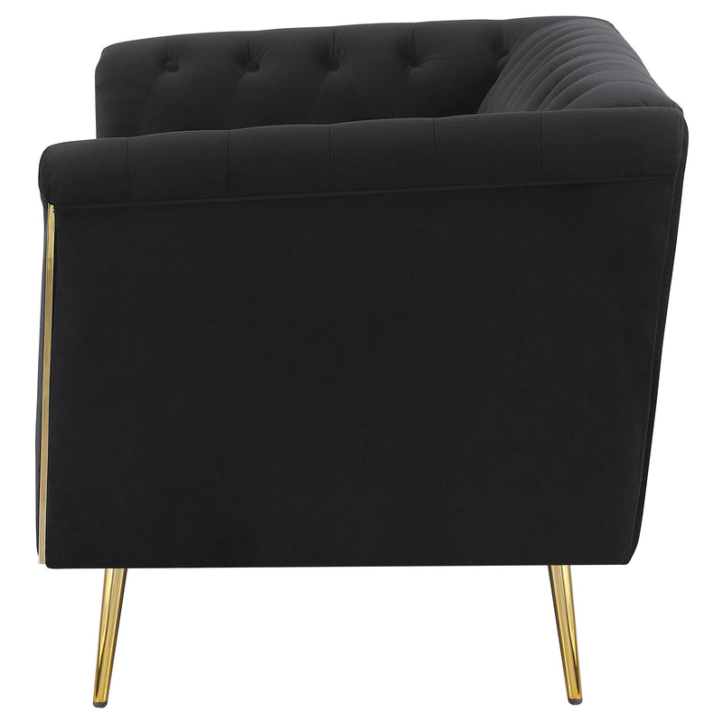 Holly Upholstered Tuxedo Arm Tufted Loveseat